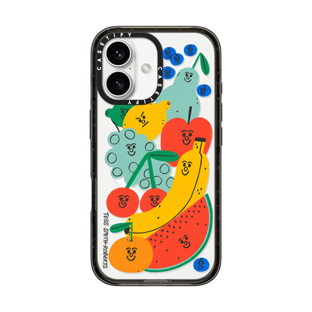 Tess Smith-Roberts x CASETiFY iPhone 16 ケース ブラック インパクトケース MagSafe対応 Fruit Salad iPhone Case by Tess Smith-Roberts