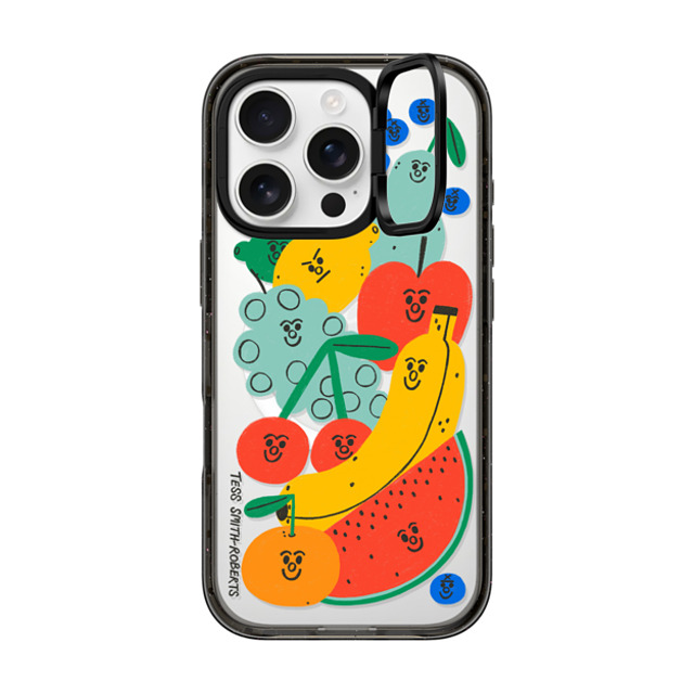 Tess Smith-Roberts x CASETiFY iPhone 16 Pro ケース ブラック インパクトリングスタンドケース MagSafe対応 Fruit Salad iPhone Case by Tess Smith-Roberts