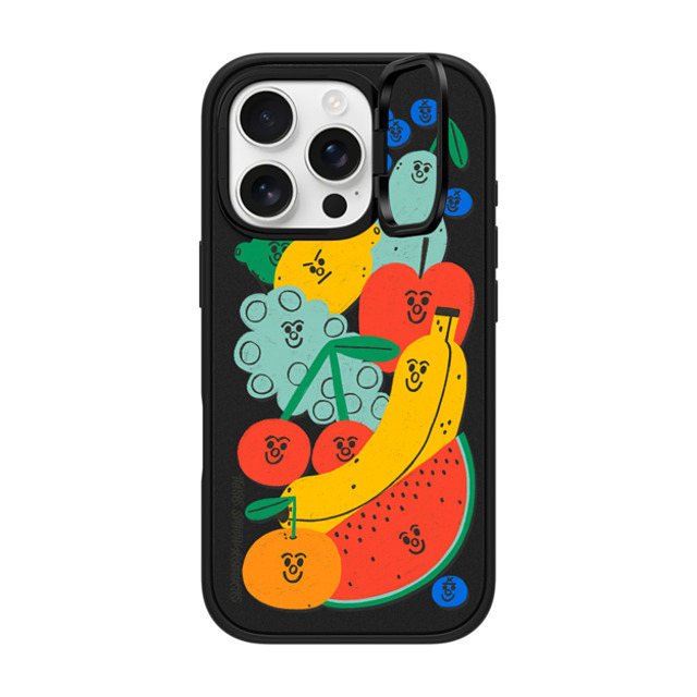 Tess Smith-Roberts x CASETiFY iPhone 16 Pro ケース マットブラック インパクトリングスタンドケース MagSafe対応 Fruit Salad iPhone Case by Tess Smith-Roberts