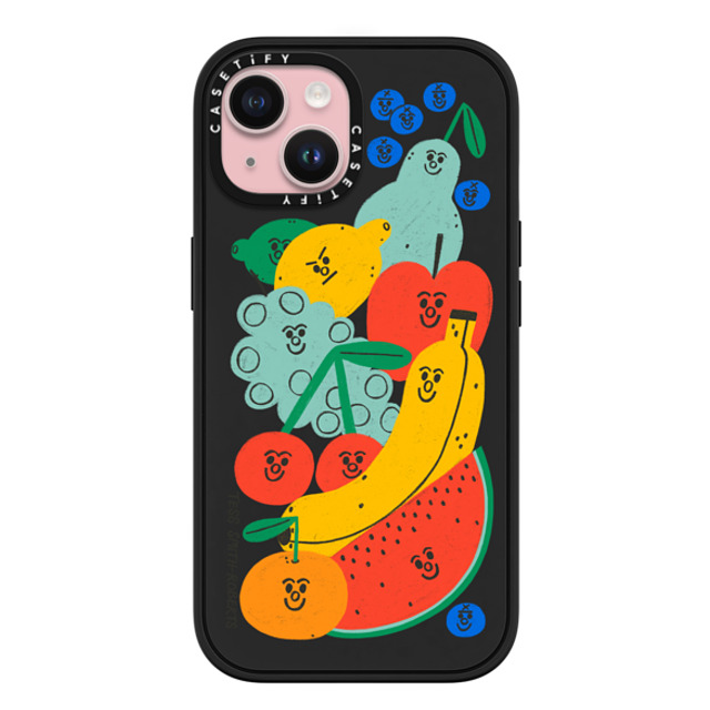 Tess Smith-Roberts x CASETiFY iPhone 15 ケース マットブラック インパクトケース MagSafe対応 Fruit Salad iPhone Case by Tess Smith-Roberts