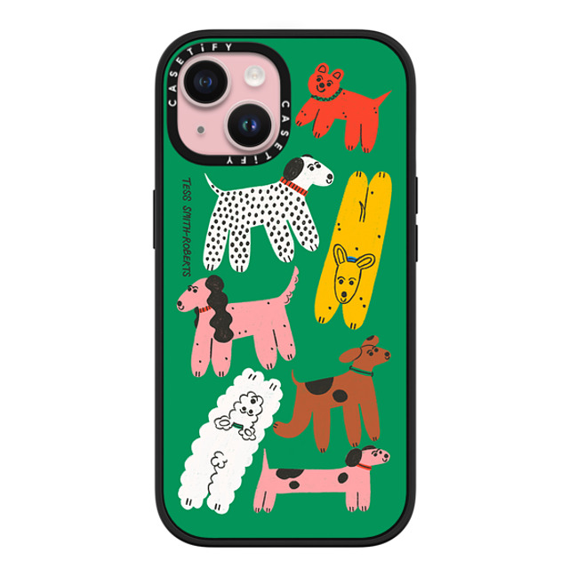 Tess Smith-Roberts x CASETiFY iPhone 15 ケース マットブラック インパクトケース MagSafe対応 Dog Park iPhone Case by Tess Smith-Roberts