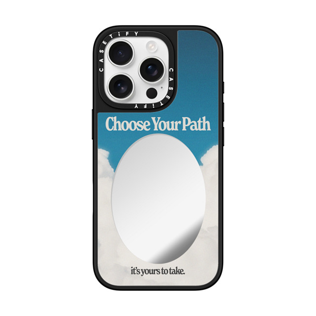 Niko Mukelyan x CASETiFY iPhone 16 Pro ケース Cloud,Quote Silver on Black ミラーケース MagSafe対応 Choose Your Path by Niko Mukelyan Father's Day Niko Mukelyan x CASETiFY iPhone 16 Pro ケース Cloud,Quote Silver on Black ミラーケース MagSafe対応 Choose Your Path by Niko Mukelyan Father's Day