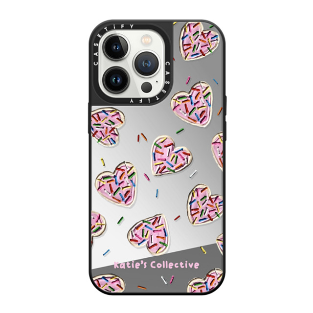 Katie's Collective x CASETiFY iPhone 13 Pro �P�[�X Heart,Food Silver on Black �~���[�P�[�X MagSafe�Ή� Heart Sugar Cookies by Katie's Colle