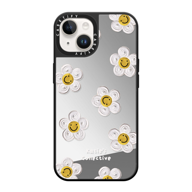 Katie's Collective x CASETiFY iPhone 14 ケース Silver on Black ミラーケース MagSafe対応 Daisy by Katie-s Collective