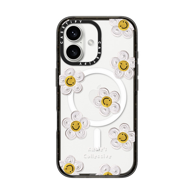 Katie's Collective x CASETiFY iPhone 16 ケース ブラック インパクトケース MagSafe対応 Daisy by Katie-s Collective