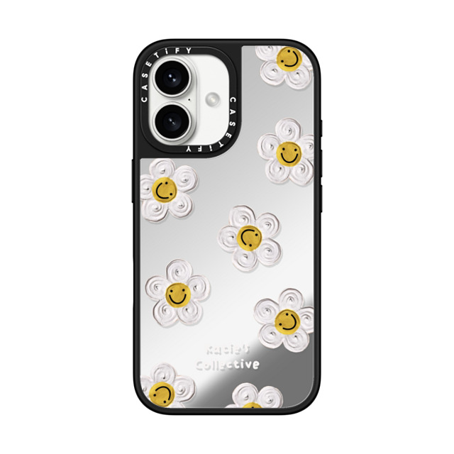 Katie's Collective x CASETiFY iPhone 16 ケース Silver on Black ミラーケース MagSafe対応 Daisy by Katie-s Collective