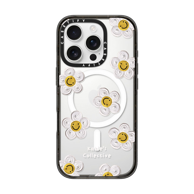 Katie's Collective x CASETiFY iPhone 16 Pro ケース ブラック インパクトケース MagSafe対応 Daisy by Katie-s Collective