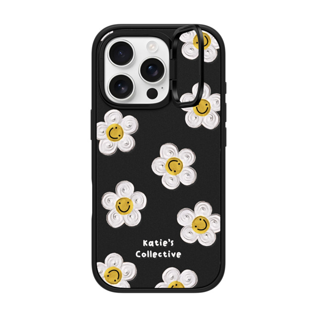 Katie's Collective x CASETiFY iPhone 16 Pro ケース マットブラック インパクトリングスタンドケース MagSafe対応 Daisy by Katie-s Collective