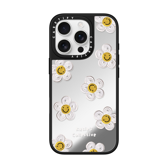 Katie's Collective x CASETiFY iPhone 16 Pro ケース Silver on Black ミラーケース MagSafe対応 Daisy by Katie-s Collective