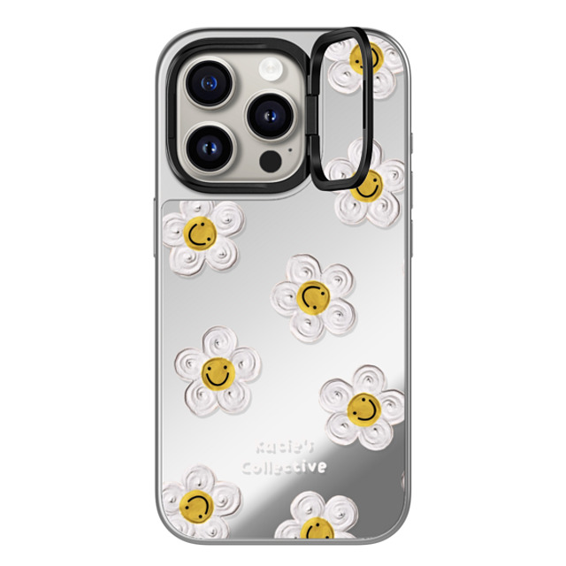 Katie's Collective x CASETiFY iPhone 15 Pro ケース シルバー (シルバーバンパー) ミラー リングスタンドケース MagSafe対応 Daisy by Katie-s Collective