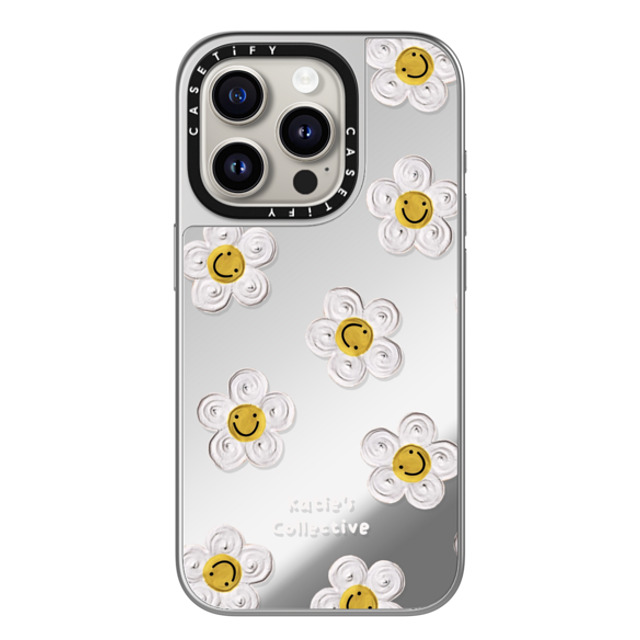 Katie's Collective x CASETiFY iPhone 15 Pro ケース シルバー (シルバーバンパー) ミラーケース MagSafe対応 Daisy by Katie-s Collective