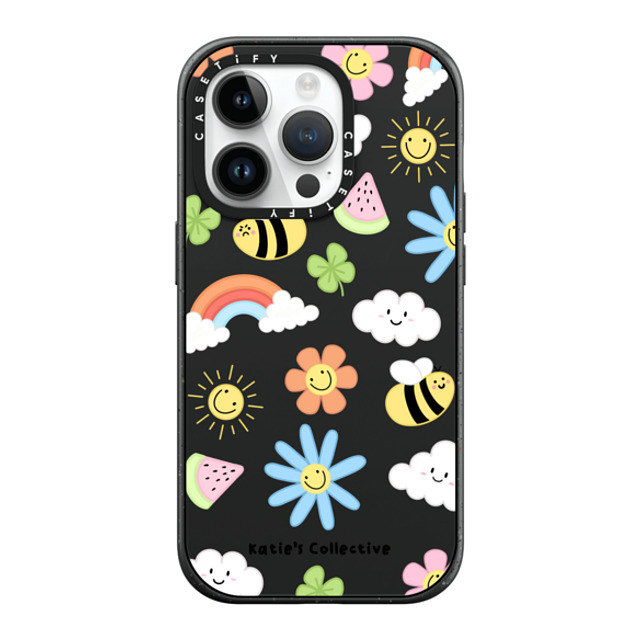 Katie's Collective x CASETiFY iPhone 14 Pro ケース マットブラック インパクトケース MagSafe対応 Rainbow by Katie's Collective