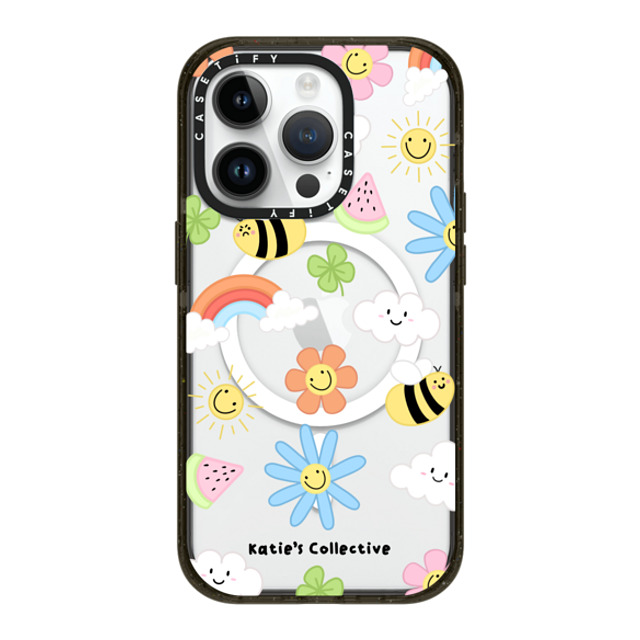 Katie's Collective x CASETiFY iPhone 14 Pro ケース ブラック インパクトケース MagSafe対応 Rainbow by Katie's Collective