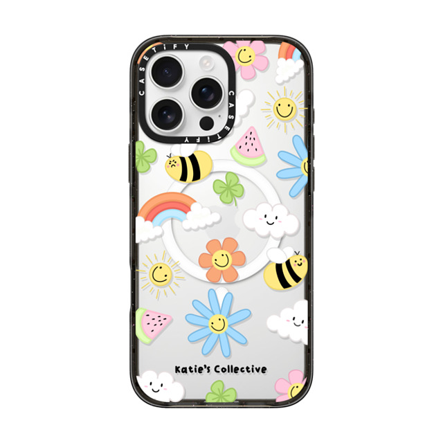 Katie's Collective x CASETiFY iPhone 16 Pro Max ケース ブラック インパクトケース MagSafe対応 Rainbow by Katie's Collective