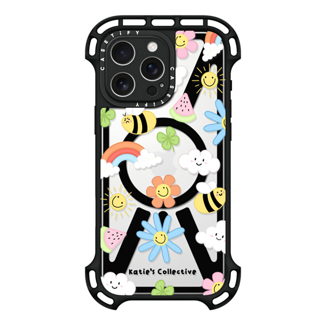 Katie's Collective x CASETiFY iPhone 16 Pro Max ケース ブラック ウルトラ バウンスケース MagSafe対応 Rainbow by Katie's Collective