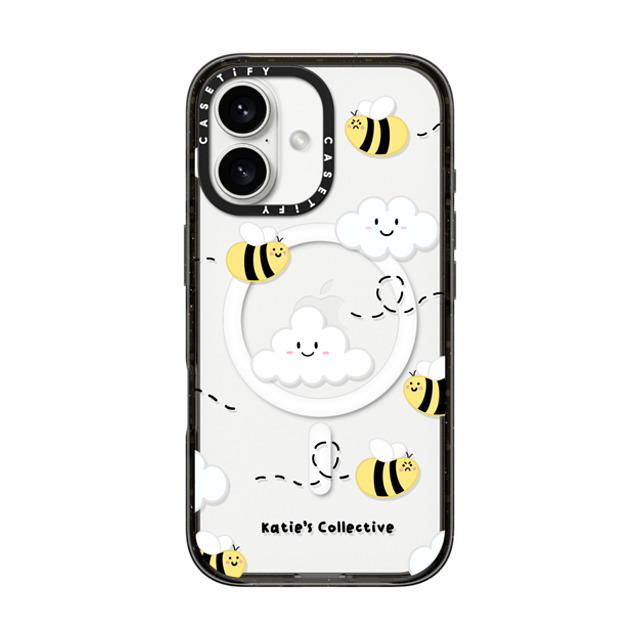 Katie's Collective x CASETiFY iPhone 16 ケース ブラック インパクトケース MagSafe対応 Busy Bee by Katie's Collective