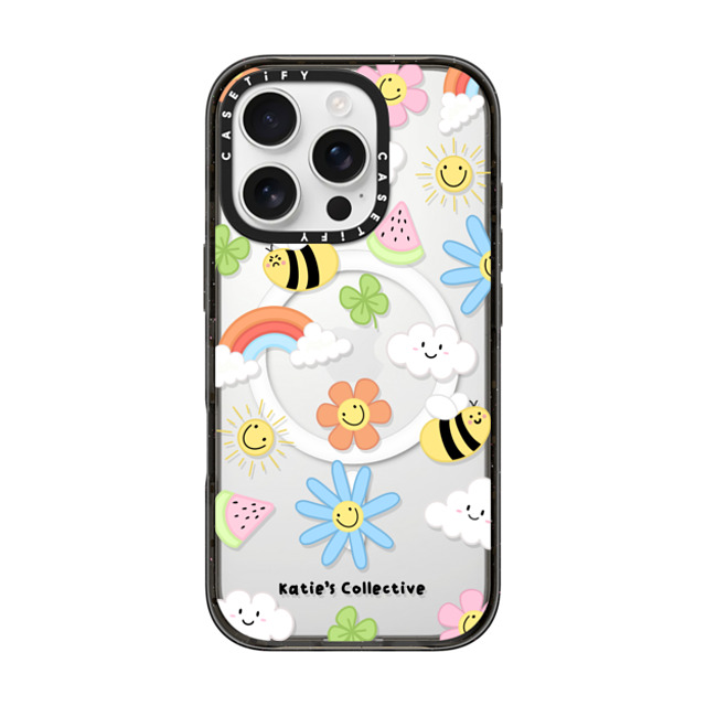 Katie's Collective x CASETiFY iPhone 16 Pro ケース ブラック インパクトケース MagSafe対応 Rainbow by Katie's Collective