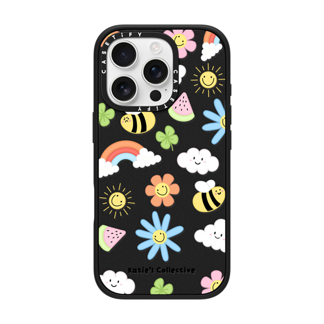 Katie's Collective x CASETiFY iPhone 16 Pro ケース マットブラック インパクトケース MagSafe対応 Rainbow by Katie's Collective