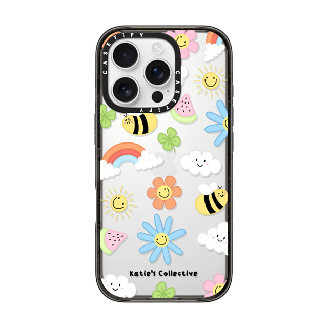 Katie's Collective x CASETiFY iPhone 16 Pro ケース ブラック インパクトケース Rainbow by Katie's Collective