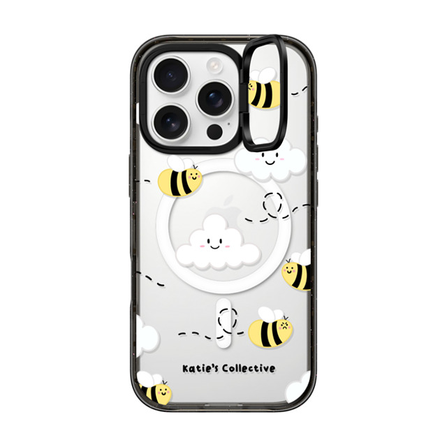 Katie's Collective x CASETiFY iPhone 16 Pro ケース ブラック インパクトリングスタンドケース MagSafe対応 Busy Bee by Katie's Collective