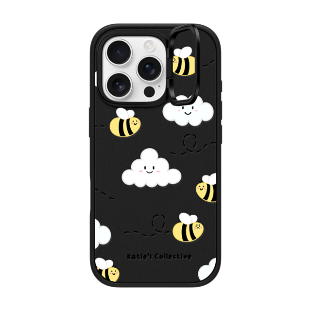 Katie's Collective x CASETiFY iPhone 16 Pro ケース マットブラック インパクトリングスタンドケース MagSafe対応 Busy Bee by Katie's Collective