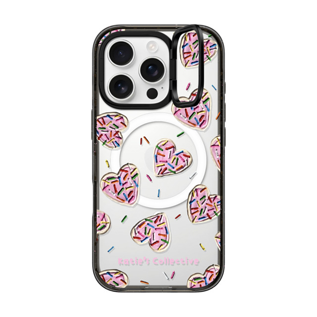 Katie's Collective x CASETiFY iPhone 16 Pro ケース ブラック インパクトリングスタンドケース MagSafe対応 Heart Sugar Cookies by Katie's Collective