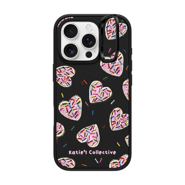 Katie's Collective x CASETiFY iPhone 16 Pro ケース マットブラック インパクトリングスタンドケース MagSafe対応 Heart Sugar Cookies by Katie's Collective