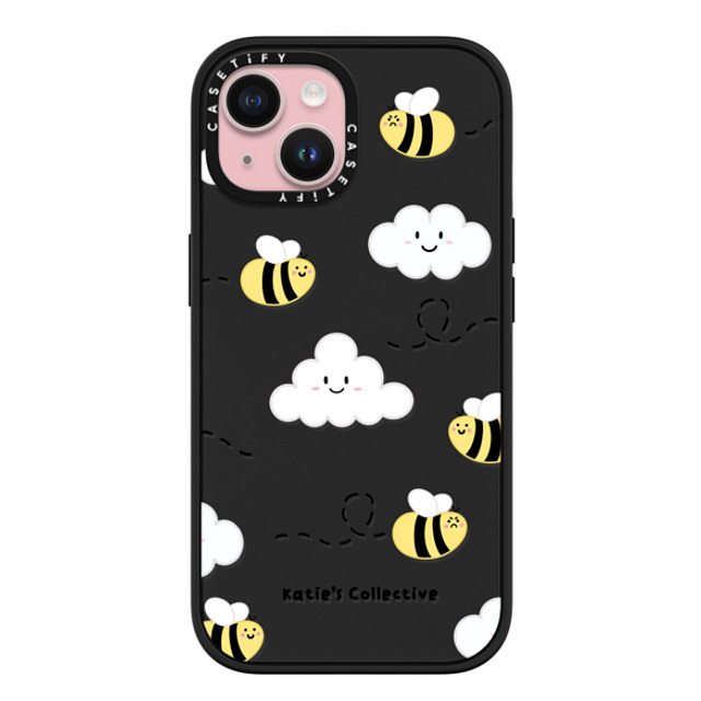 Katie's Collective x CASETiFY iPhone 15 ケース マットブラック インパクトケース MagSafe対応 Busy Bee by Katie's Collective