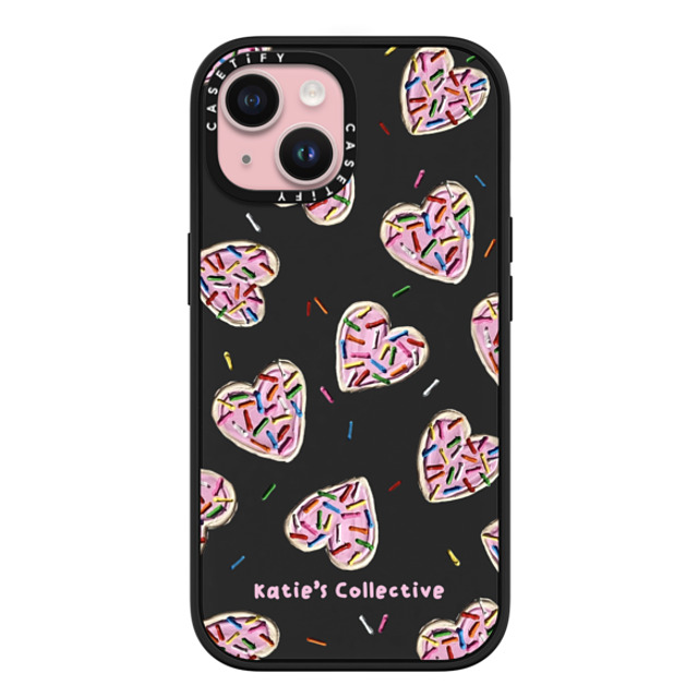 Katie's Collective x CASETiFY iPhone 15 ケース マットブラック インパクトケース MagSafe対応 Heart Sugar Cookies by Katie's Collective