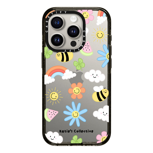 Katie's Collective x CASETiFY iPhone 15 Pro ケース ブラック インパクトケース Rainbow by Katie's Collective