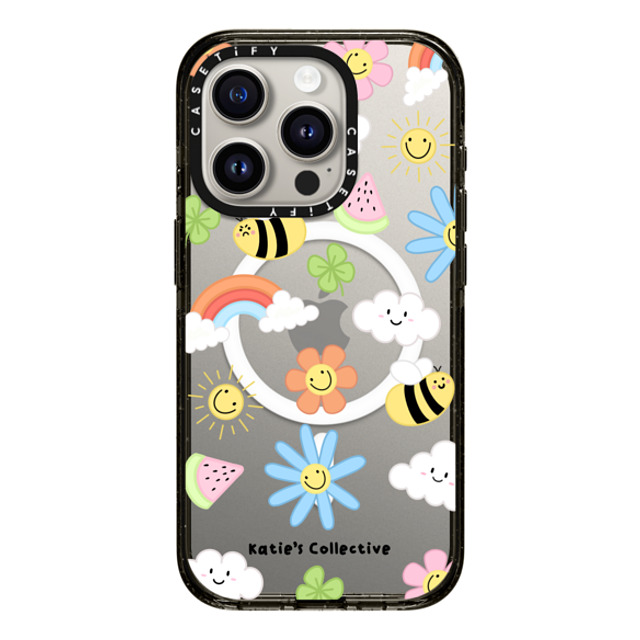 Katie's Collective x CASETiFY iPhone 15 Pro ケース ブラック インパクトケース MagSafe対応 Rainbow by Katie's Collective