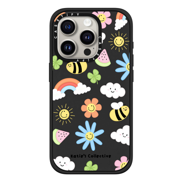 Katie's Collective x CASETiFY iPhone 15 Pro ケース マットブラック インパクトケース MagSafe対応 Rainbow by Katie's Collective