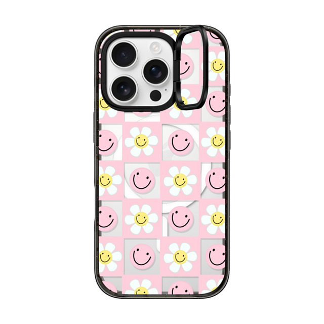 Katie's Collective x CASETiFY iPhone 16 Pro ケース ブラック インパクトリングスタンドケース MagSafe対応 Floral Friends by Katie's Collective