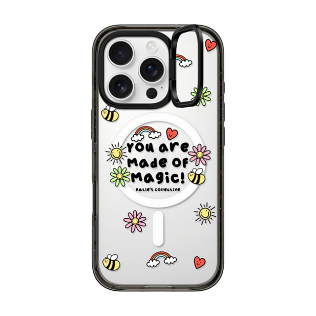 Katie's Collective x CASETiFY iPhone 16 Pro ケース ブラック インパクトリングスタンドケース MagSafe対応 You are Made of Magic by Katie's Collective