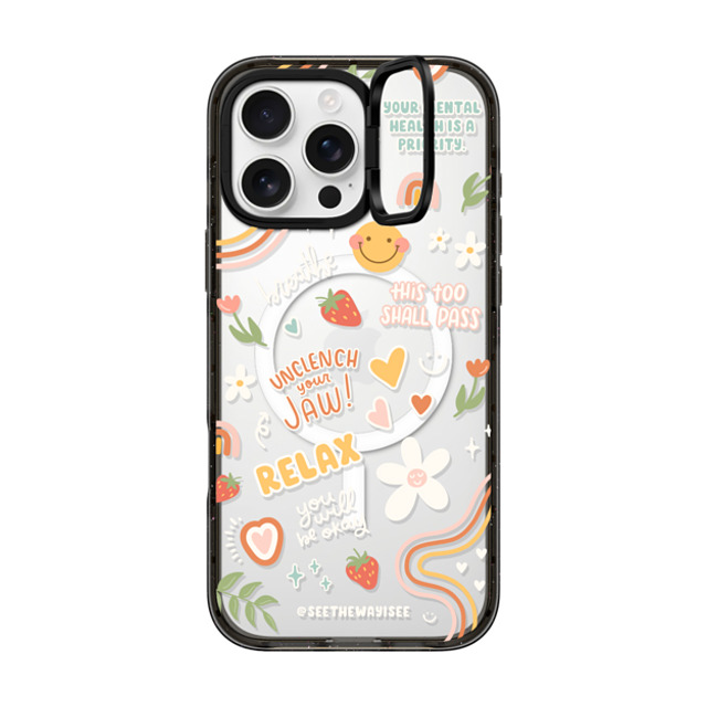 SEE THE WAY I SEE x CASETiFY iPhone 16 Pro Max ケース ブラック インパクトリングスタンドケース MagSafe対応 Positive Affirmations