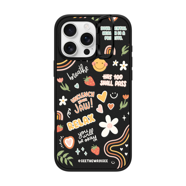 SEE THE WAY I SEE x CASETiFY iPhone 16 Pro Max ケース マットブラック インパクトリングスタンドケース MagSafe対応 Positive Affirmations