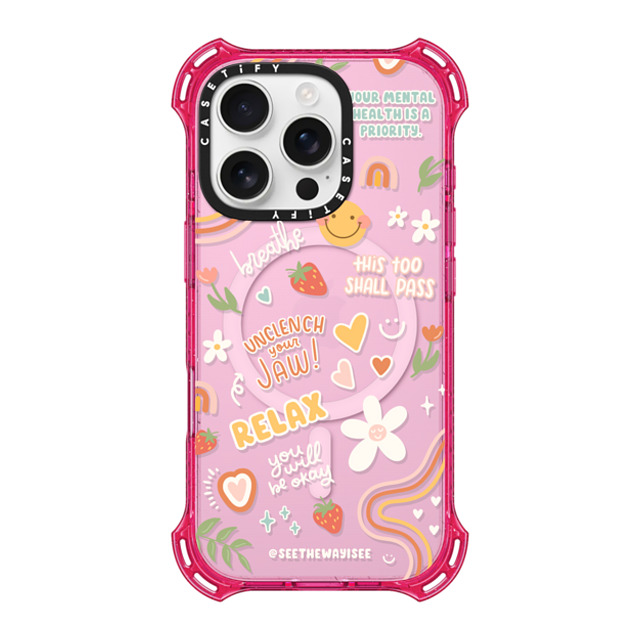 SEE THE WAY I SEE x CASETiFY iPhone 16 Pro ケース Sticker,Floral プリムローズ ピンク バウンスケース Positive Affirmations Father's Day SEE THE WAY I SEE x CASETiFY iPhone 16 Pro ケース Sticker,Floral プリムローズ ピンク バウンスケース Positive Affirmations Father's Day