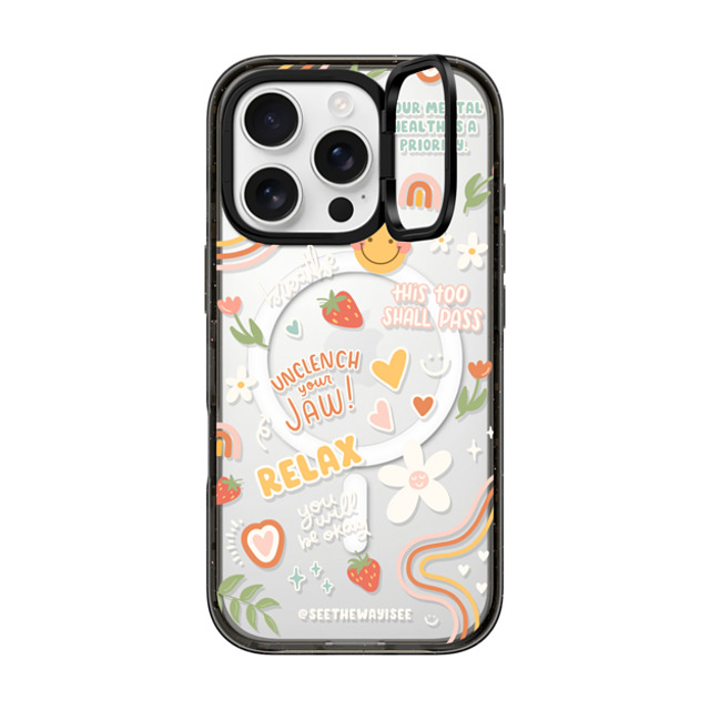 SEE THE WAY I SEE x CASETiFY iPhone 16 Pro ケース ブラック インパクトリングスタンドケース MagSafe対応 Positive Affirmations