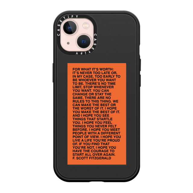 Quotes by Christie x CASETiFY iPhone 13 ケース マットブラック インパクトケース MagSafe対応 For What It's Worth Phone Case by Quotes by Christie