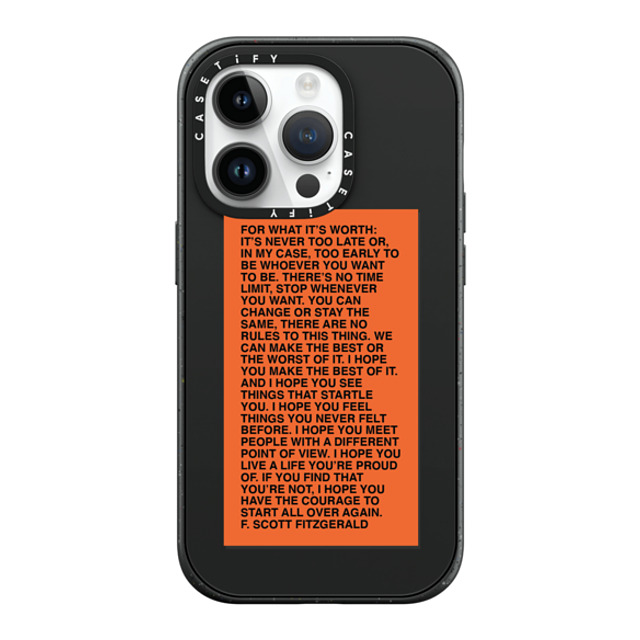 Quotes by Christie x CASETiFY iPhone 14 Pro ケース マットブラック インパクトケース MagSafe対応 For What It's Worth Phone Case by Quotes by Christie