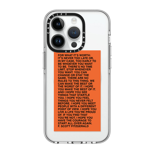 Quotes by Christie x CASETiFY iPhone 14 Pro ケース クリア クリア ケース MagSafe対応 For What It's Worth Phone Case by Quotes by Christie