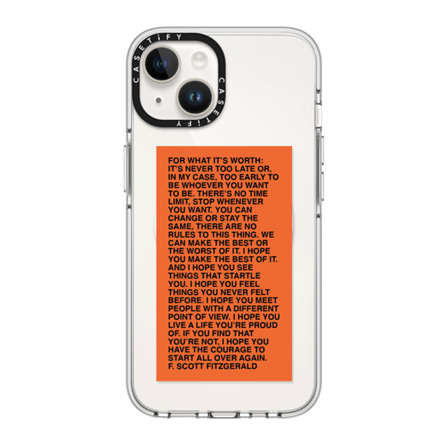 Quotes by Christie x CASETiFY iPhone 14 ケース クリア クリア ケース MagSafe対応 For What It's Worth Phone Case by Quotes by Christie