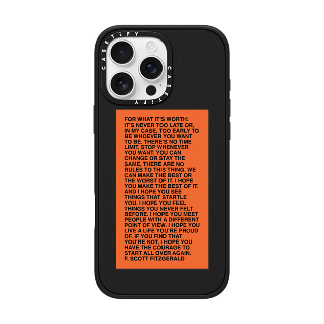 Quotes by Christie x CASETiFY iPhone 16 Pro Max ケース マットブラック インパクトケース MagSafe対応 For What It's Worth Phone Case by Quotes by Christie