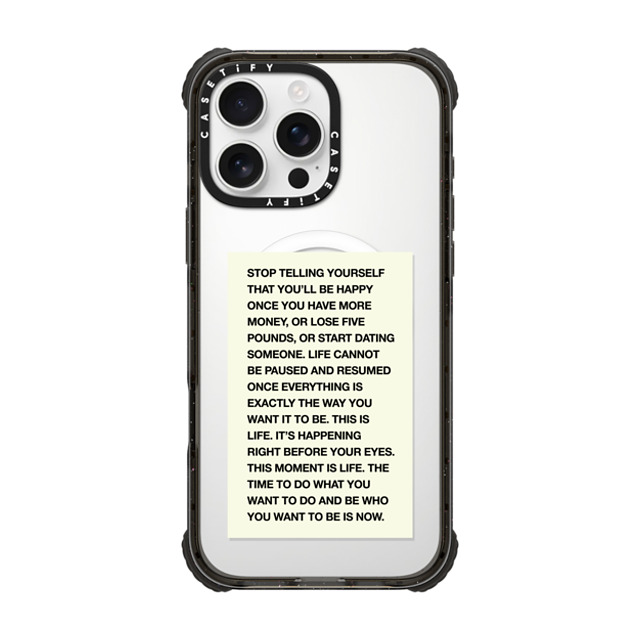 Quotes by Christie x CASETiFY iPhone 16 Pro Max ケース Typography ブラック ウルトラ インパクトケース MagSafe 対応 This Moment is Life New iPhone Quotes by Christie x CASETiFY iPhone 16 Pro Max ケース Typography ブラック ウルトラ インパクトケース MagSafe 対応 This Moment is Life New iPhone