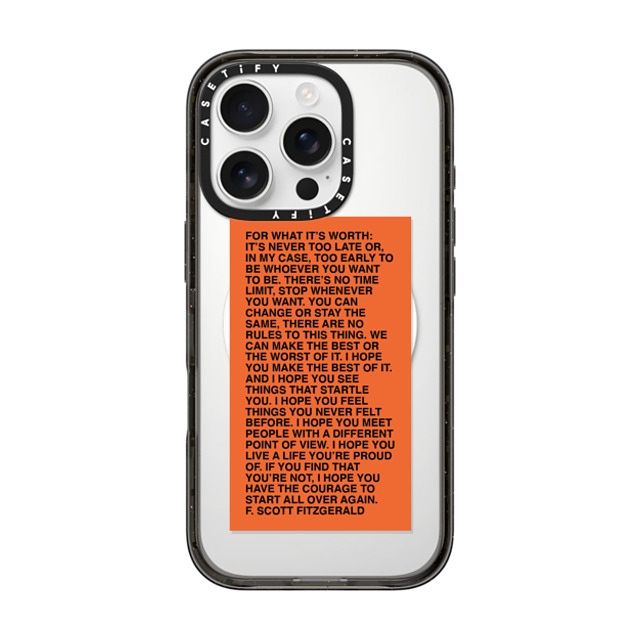 Quotes by Christie x CASETiFY iPhone 16 Pro ケース ブラック インパクトケース MagSafe対応 For What It's Worth Phone Case by Quotes by Christie