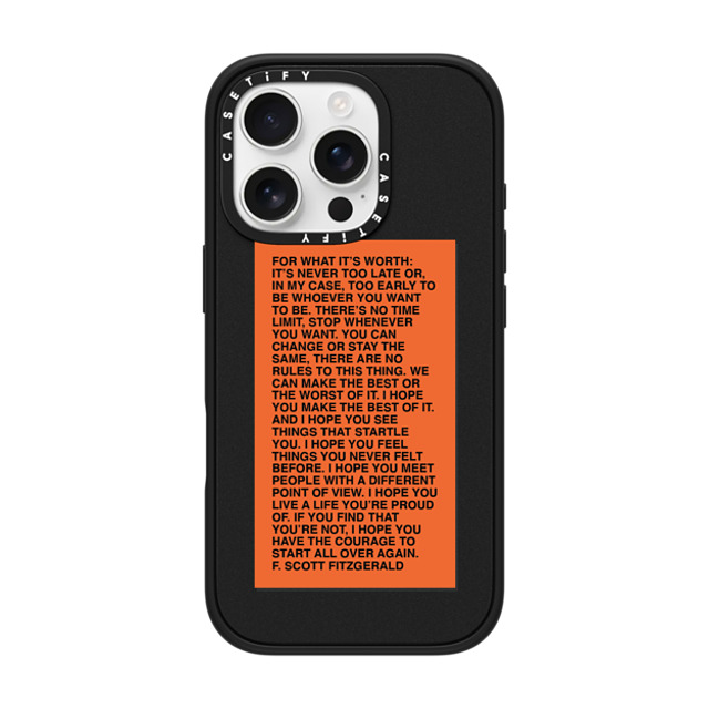 Quotes by Christie x CASETiFY iPhone 16 Pro ケース マットブラック インパクトケース MagSafe対応 For What It's Worth Phone Case by Quotes by Christie