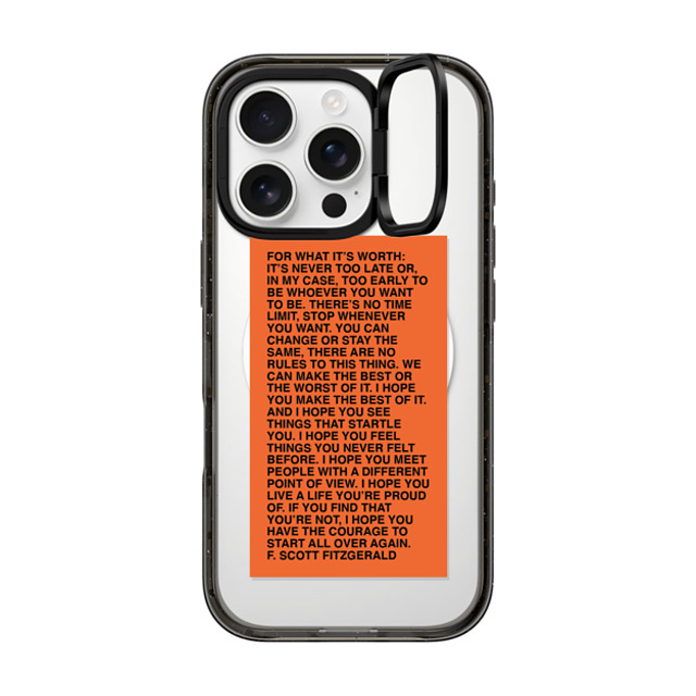 Quotes by Christie x CASETiFY iPhone 16 Pro ケース ブラック インパクトリングスタンドケース MagSafe対応 For What It's Worth Phone Case by Quotes by Christie