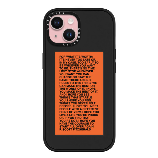 Quotes by Christie x CASETiFY iPhone 15 ケース マットブラック インパクトケース MagSafe対応 For What It's Worth Phone Case by Quotes by Christie