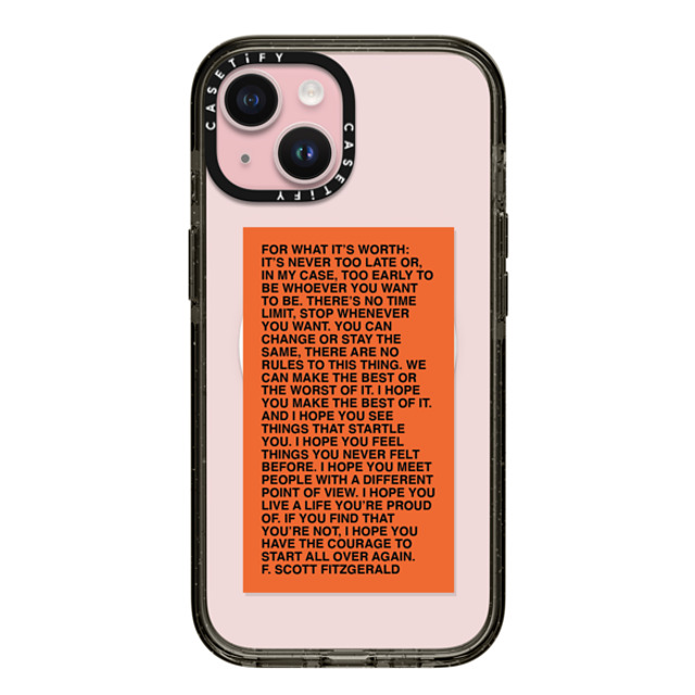 Quotes by Christie x CASETiFY iPhone 15 ケース ブラック インパクトケース MagSafe対応 For What It's Worth Phone Case by Quotes by Christie