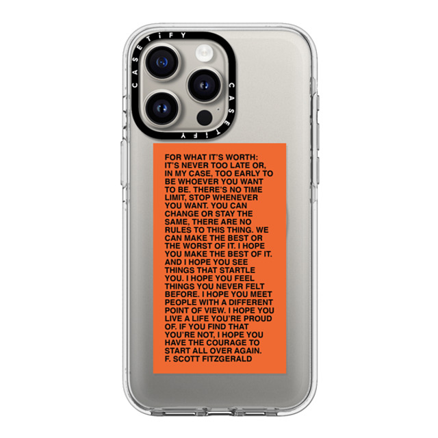 Quotes by Christie x CASETiFY iPhone 15 Pro Max ケース クリア クリア ケース MagSafe対応 For What It's Worth Phone Case by Quotes by Christie